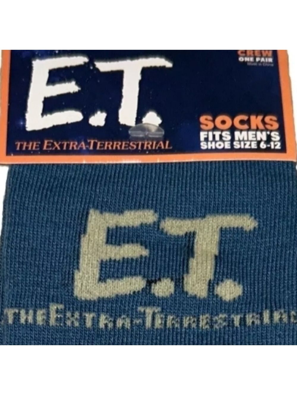 4/$25 E.T. Themed Novelty Crew Socks in Blue and Black Unisex New ET The Movie - Picture 3 of 5
